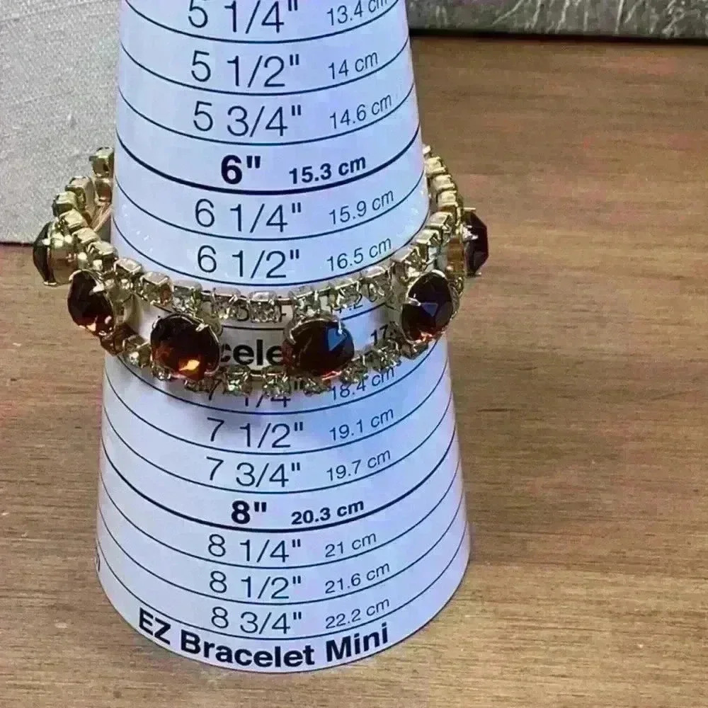 Gold and Amber Colored Glass Rhinestone Bracelet Vintage - Picture 4 of 4